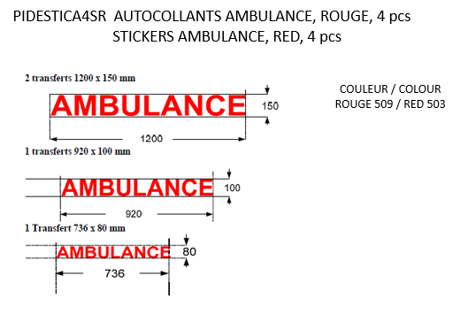 AUTOCOLLANTS AMBULANCE, ROUGE, 4 pcs