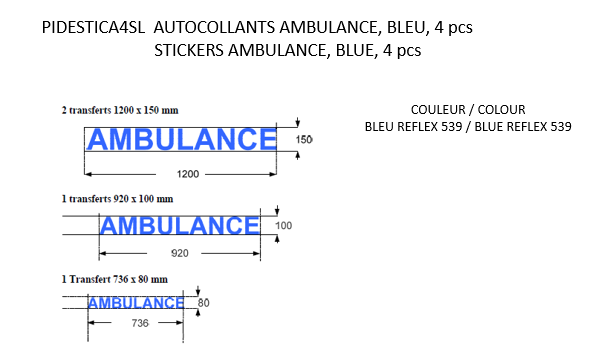 STICKERS AMBULANCE, BLUE, 4 pcs