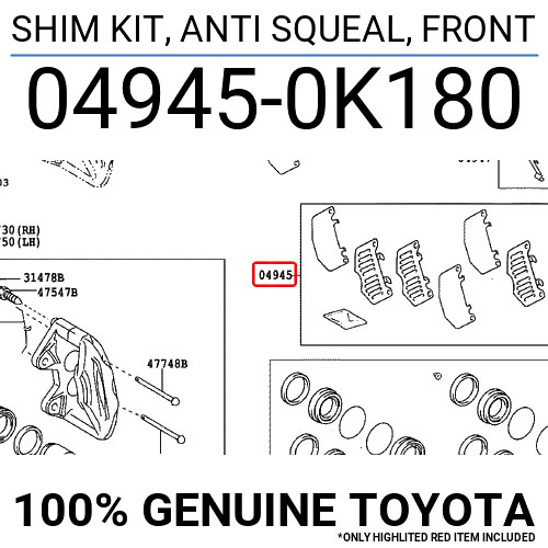 (Hilux KUN35) ANTI-SQUEAL SHIM disk brake, FR, set