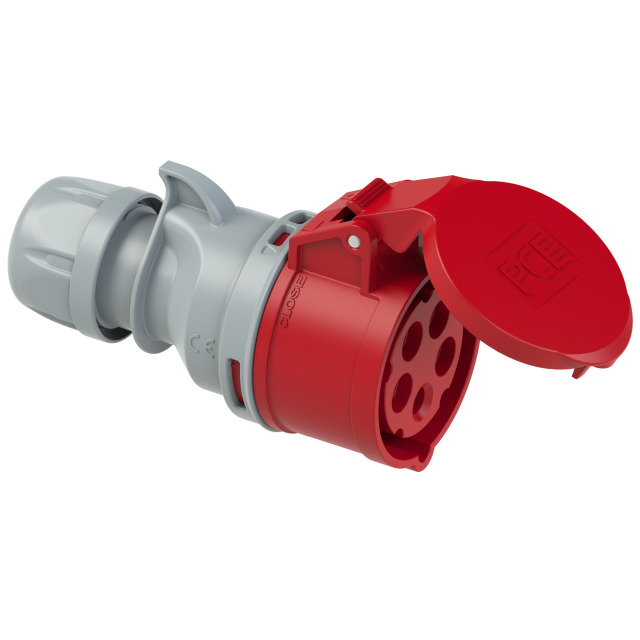 CONNECTOR female, CEE 5P 32A 400V, IP67, red