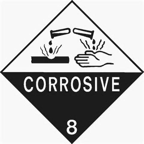 LABEL dangerous goods, class 8, corrosive