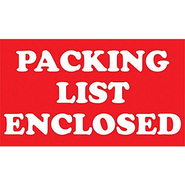 LABEL packing list, 165x115mm, adhesive, fluorescent red