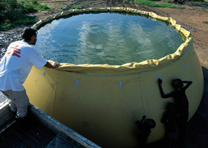 RESERVOIR oignon, 30m³ + 2x3" vannes guil.+4 demi-racc.+ver.