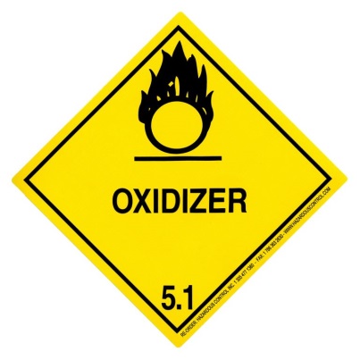 LABEL dangerous goods, class 5.1, oxydiser principal