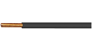 WIRE rigid, copper, 1.5mm², black, per metre