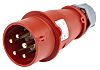 PLUG male, CEE 5P 32A 400V, IP44, red, straight