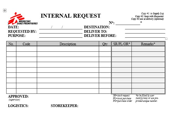 PROJECT REQUEST, A5, self-copying x3, English, booklet