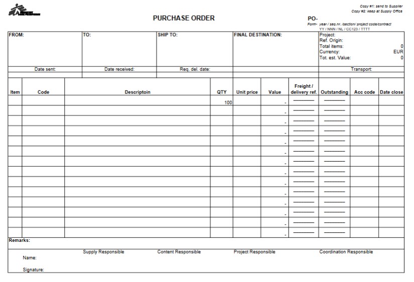 COMMANDE DE PROJECT, A4, auto-copiant x3,anglais/franç, bloc