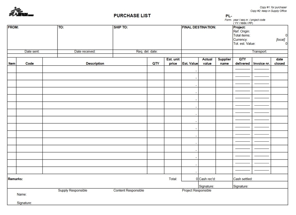 LOCAL PURCHASE FORM, A4, self-copying x3, English, bloc 50p