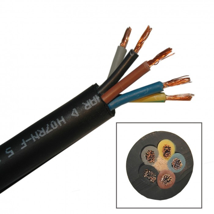 CABLE flexible, rubber, 5G2,5mm², reel of 100m