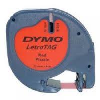 (Dymo LetraTag) TAPE (91203) plastic, 12mmx4m, red, roll