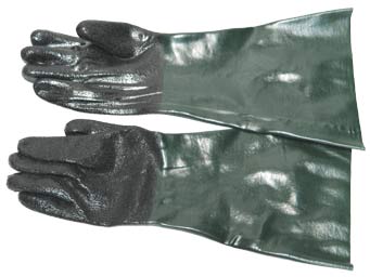 GLOVES heavy duty, rubber, long sleeves, pair