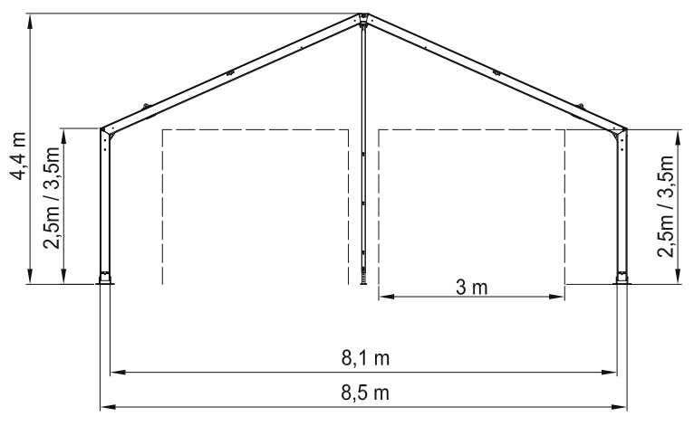 TENTE ENTREPOT (WiikHall) 8,5x12x4,4 m, armature aluminium