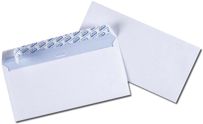 ENVELOPE, 110x220mm, 80g, white, self-adhesive