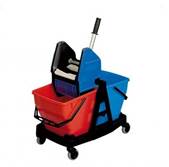 CLEANING TROLLEY heavy duty + mop + 2 buckets