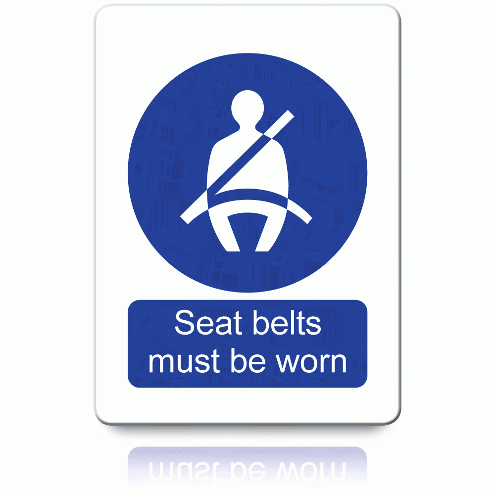 STICKER seat belt must be worn, English
