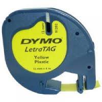 (Dymo LetraTag) TAPE (91202) plastic, 12mmx4m, yellow, roll