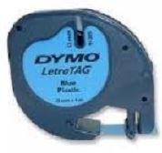 (Dymo LetraTag) RUBAN (91205) plast., 12mmx4m, bleu, roul.