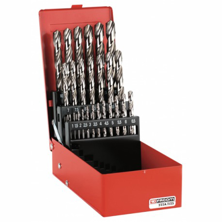 DRILL BITS, Ø1-10mm p½mm, for steel, 19 pcs, 222A.TJ19