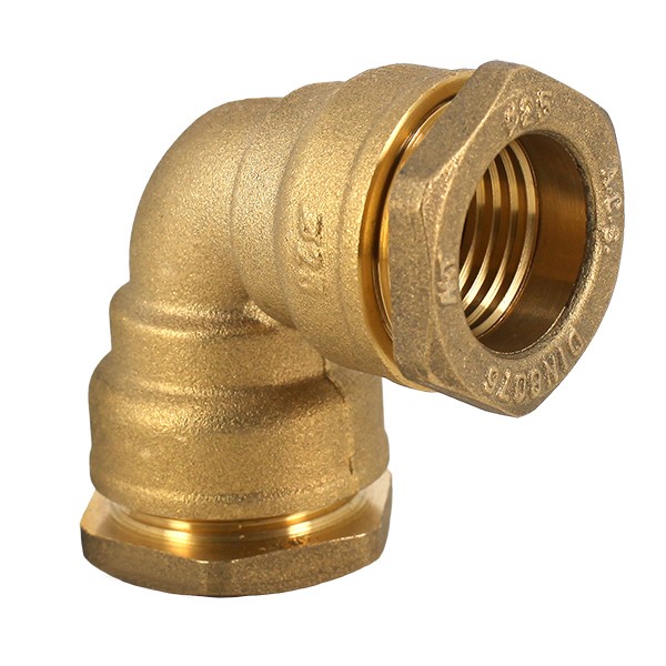 ELBOW COUPLING 90° compression, brass, 1"½, FxF