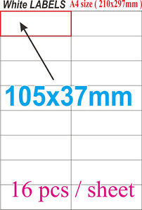ADHESIVE LABEL 14-16pcs/A4, ±100x40mm, white, sheet