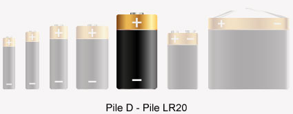 PILE sèche (R20/D) alcaline, 1,5V