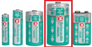 BATTERY rechargeable (R20/D) NiMH, 1.2V
