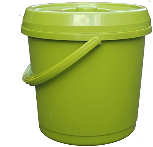 SEAU, plastique, 10l, vert + couvercle