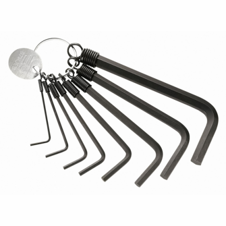 SET OF 8 HEXAGONAL KEYS 90°, long, 1.5-8mm + ring 87HL.JE8