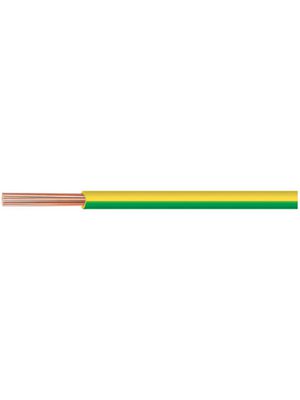 WIRE flexible, tinned copper, 6mm², green/yellow, per metre