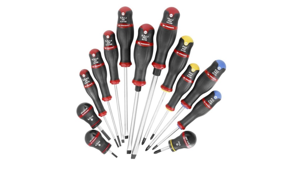 SCREWDRIVERS 13 pcs, 8 flats, PH1-3, PZ1-2, ATWH.J13