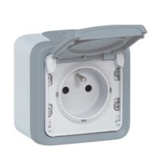 SOCKET single, surface mounting, 2P+E/16A, NF, outdoor, IP55