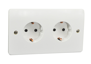 SOCKET double, 2P+E/16A, EUR std, flush