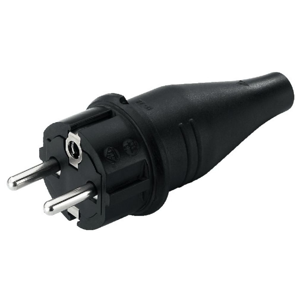 PLUG male, rubber, type E/French, 2P+T 16A, IP44