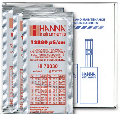 SOLUTION TAMPON (HI 70030P) 12880 µS/cm, 20ml, boîte de 25