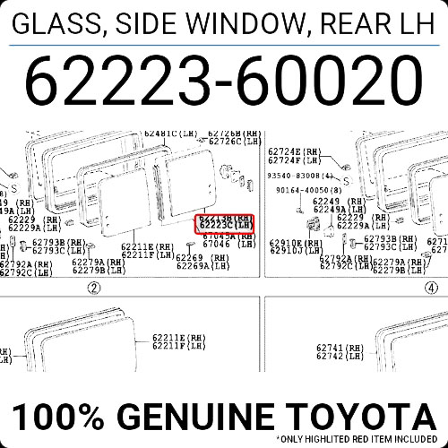 GLASS SIDE WINDOW REAR LH HZJ78