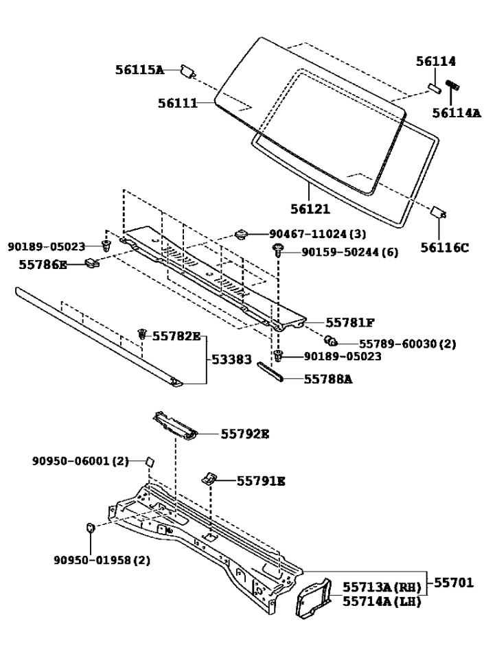 BUTEE, pour pare-brise collé, HZJ78/79 MK2 2009/07<