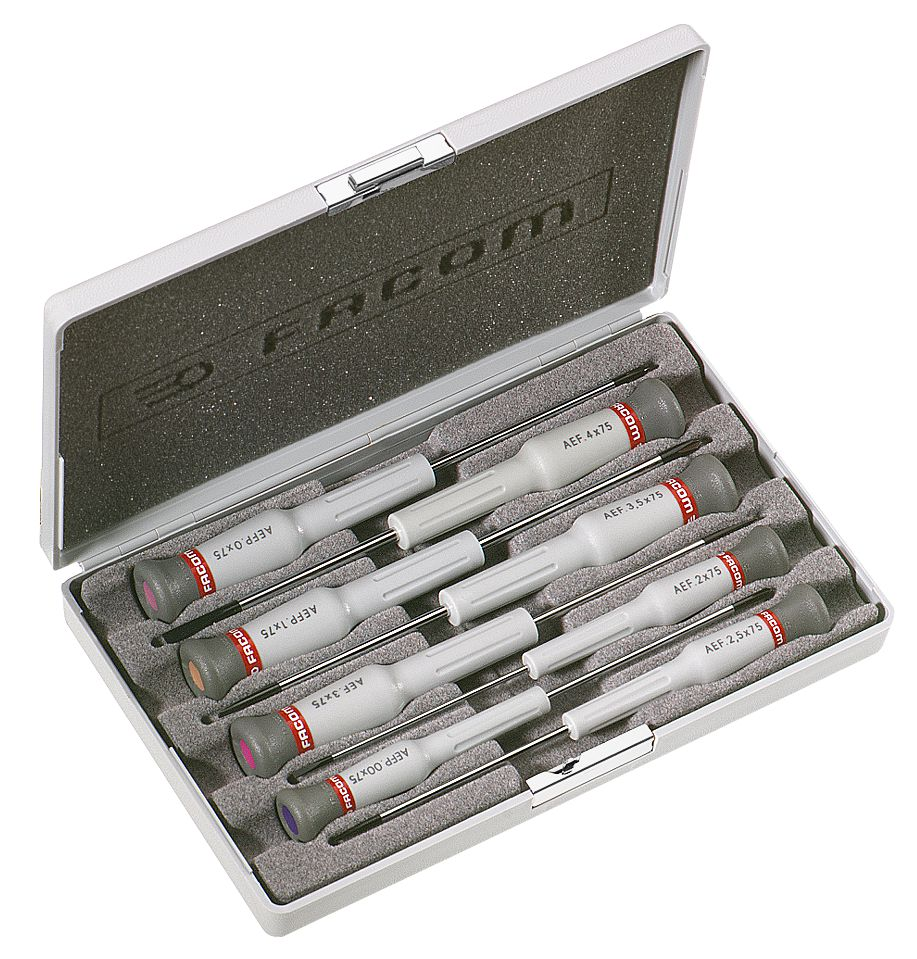 SCREWDRIVERS micro, 8 pcs, 5 flat/3 Phillips + case, AEF.J3