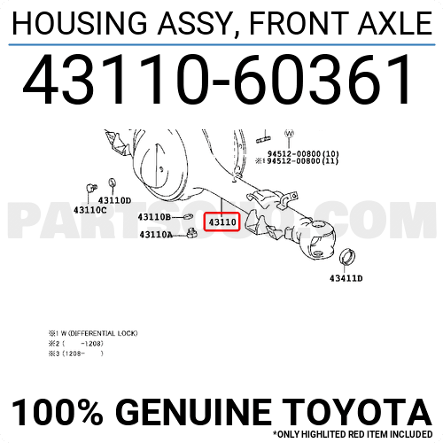 HOUSING ASSY differentiel axle, LHD, HZJ7#MK2