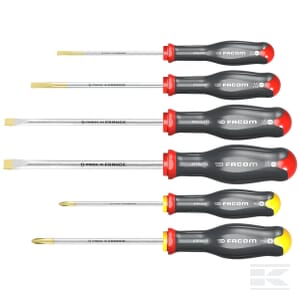 SCREWDRIVERS 6 pcs, 4 flat + PH1-2, sand blasted, ATP.J6