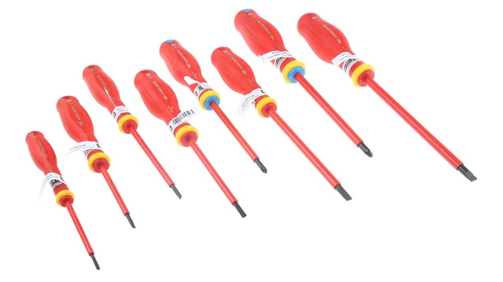 SCREWDRIVERS 8 pcs, flat & PZ, ins. 1000V, ATD.J8VE