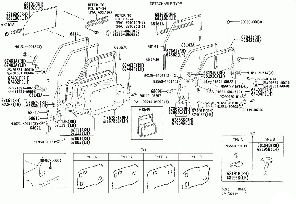 VITRE GAUCHE porte latérale, avec VW, HZJ78/79SC