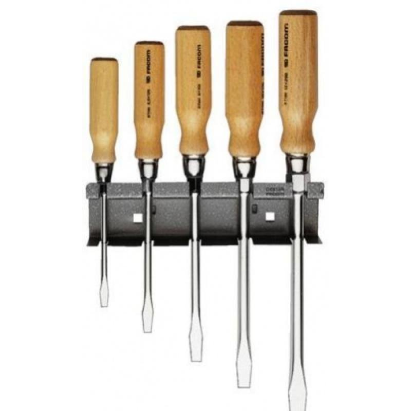 SCREWDRIVERS wood handle, 8 pcs, flat, PH, PZ, AJT.2