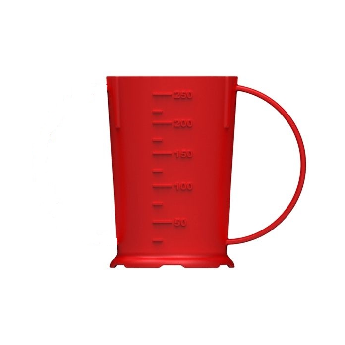 CUP, food-grade plastic, 250ml, graduated, red