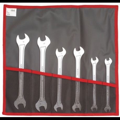 OPEN-END WRENCHES extra-slim, 6-19mm + roll, 31.JE6T 6pcs