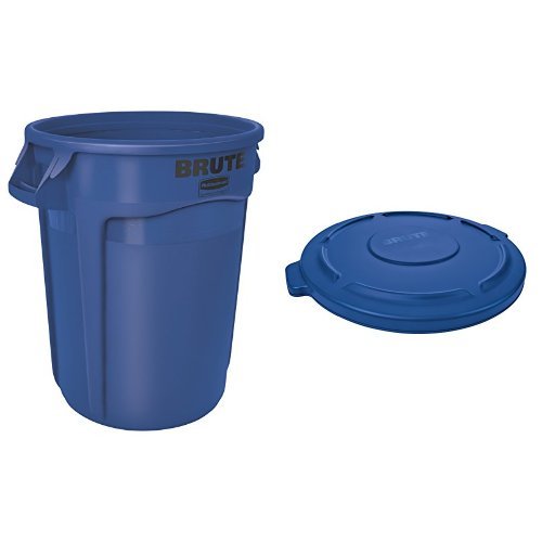 POUBELLE empilable, plastique, 60l, bleue + couvercle