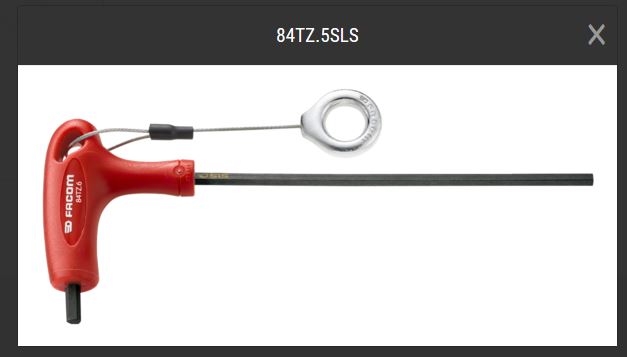 HEXAGONAL KEY 90°, long + T-handle, 5mm, 84TZA.5