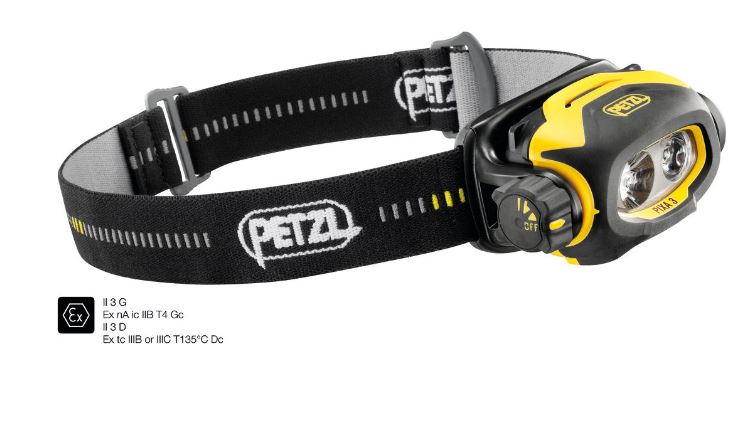 HEADLAMP (Petzl Pixa3) 2xR6/AA batteries, LED focus, ATEX