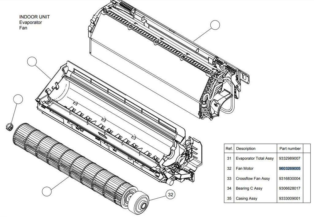 (General ASG12UI) FAN MOTOR, for indoor unit