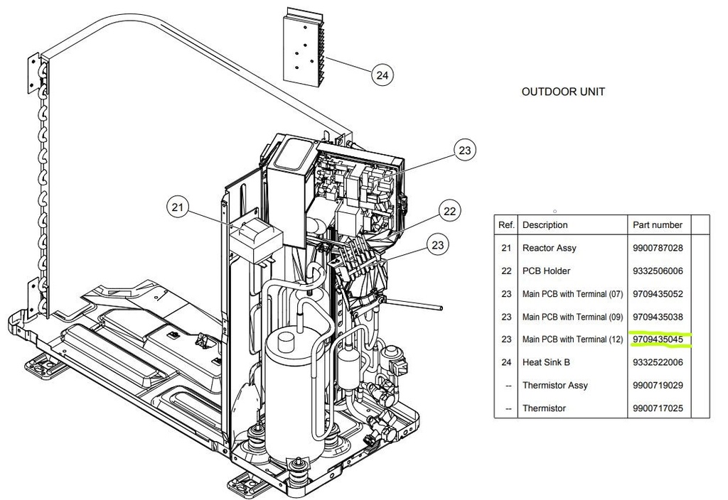 (General ASG12UI) CONTROL CARD, for outdoor unit